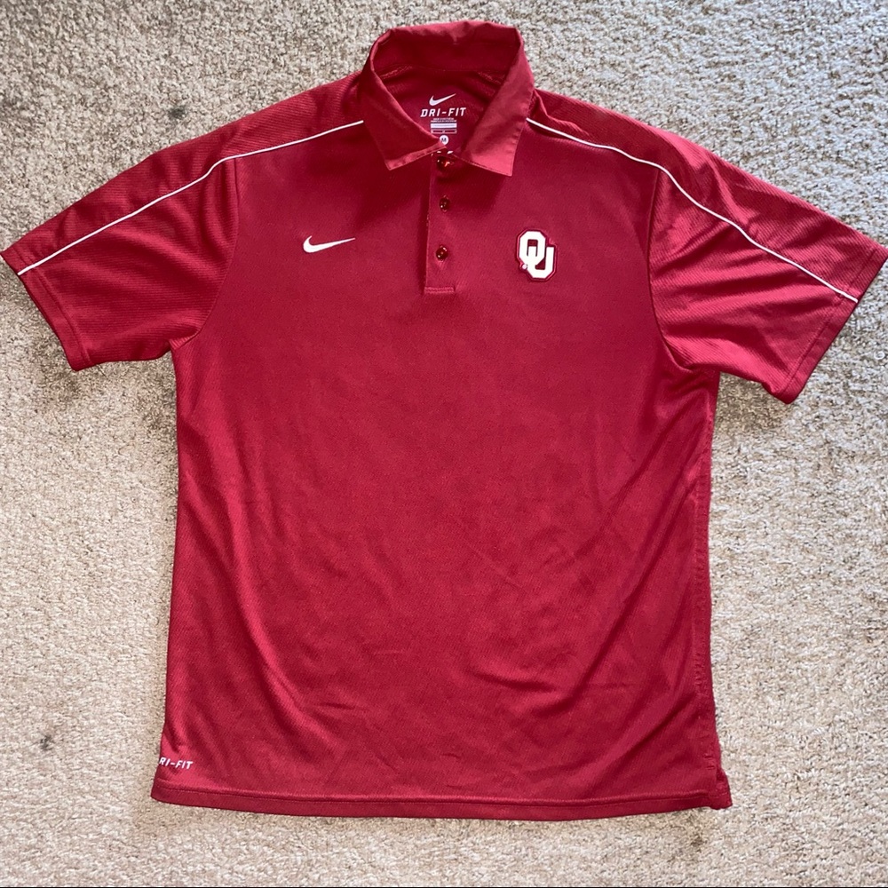 Men’s Nike Dri-fit Oklahoma Sooners Red Polo Shirt Size Medium